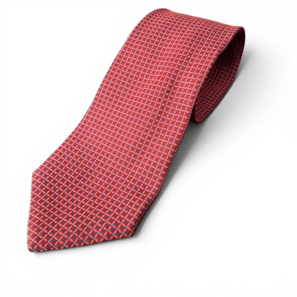 Brooks Brothers Mens Red 100% Silk Tie Square Dot Woven Necktie Made In USA‎